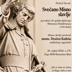 Nadbiskup Kutleša predvodi misu povodom 50 godina djelovanja misionara monfortanaca u Hrvatskoj